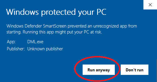 Windows Smart Screen Message